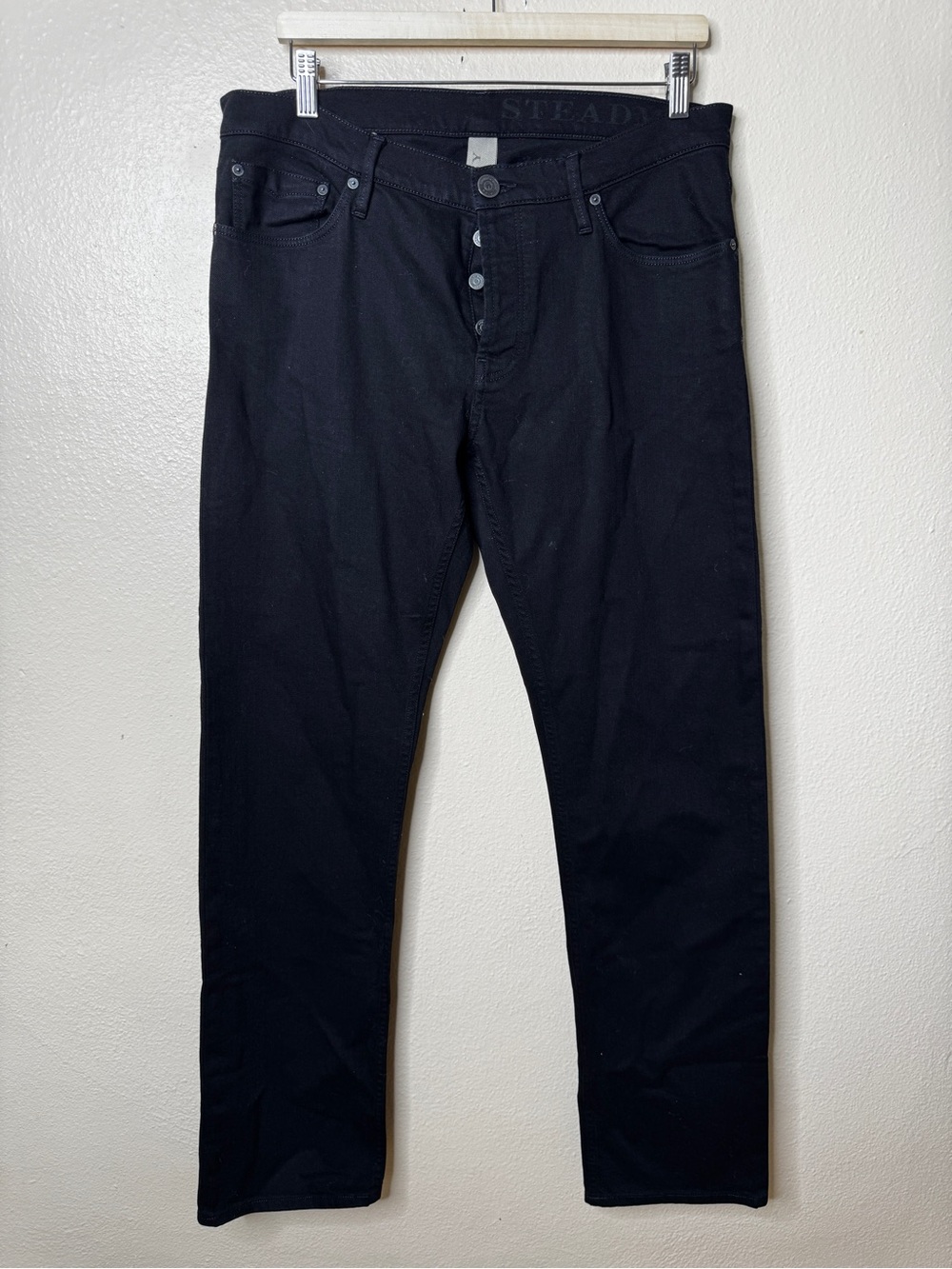 Burberry Brit Mens 34x32 Steadman Jeans Black Stretch Slim Button Fly